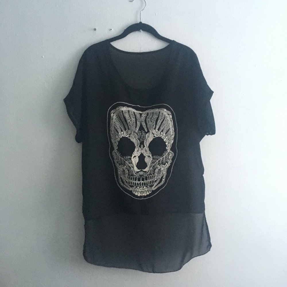 Skull Embroidered Top